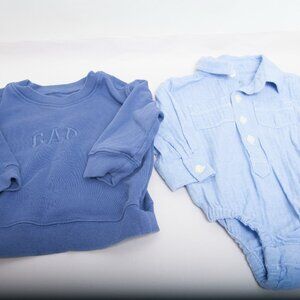 Baby Gap Baby Boy Clothing Set 6-12 Months Romper Shirt Sweatshirt Long Sleeve
